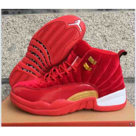 Air Jordan 12 Men Shoes Red Whie Gold